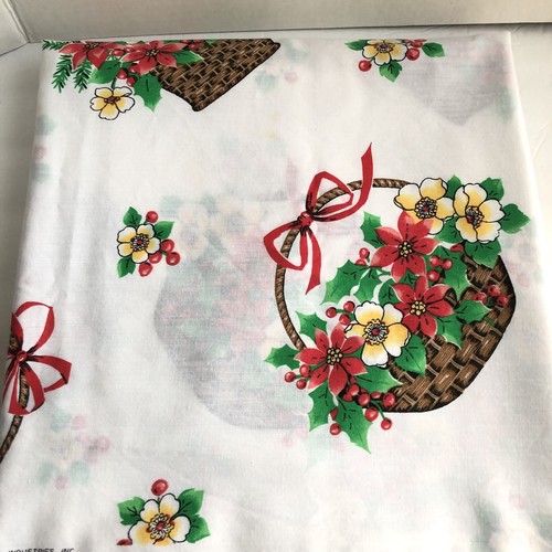 Vintage Springs Industries Cotton Christmas Flower Basket Fabric 1 1/2 Yds 60" W - Picture 3 of 9