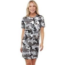 Michael Kors Women's Cammo Print Logo Shirt Dress (S/M - Gunmetal)