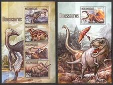 STB865 Mozambique 2016 MNH 2 Sheets High CV Prehistoric Animals Dinosaurs