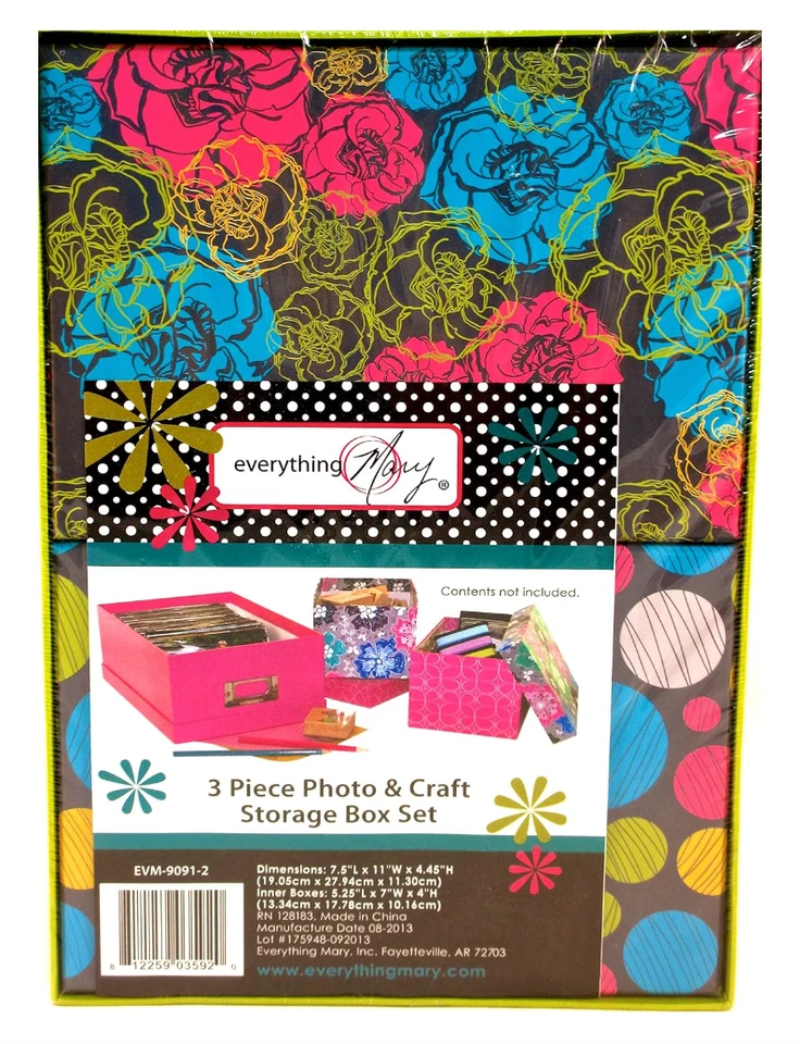 Photo&Craft Storage Box Set,3x,Lime Green,Multi-Color,Cardboard, 7.5"x11"x4.45" - Image 4 of 4
