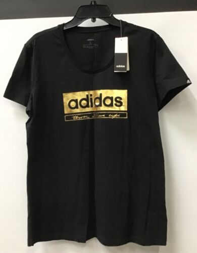 Adidas Womens Gold Foil Tee T-shirt - Size-L