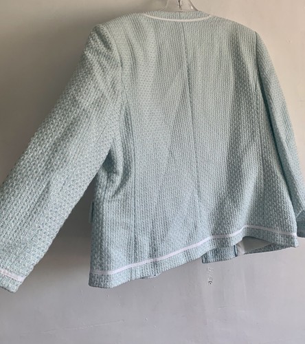 KLASS BLUE & WHITE TWEED LONG SLEEVES JACKET/ BLAZER SKIRT SUIT SET CO-ORD SZ:14 - Picture 22 of 24