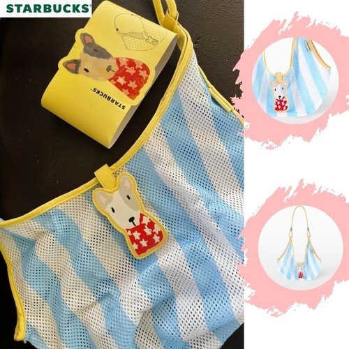 Starbucks Paws Blue & White Mesh Bag | Lightweight Tote | Limited Edition - Picture 1 of 5