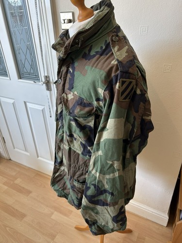 US Army M65 Woodland Camo Cold weather Field Jacket - Medium Regular - Picture 2 of 5