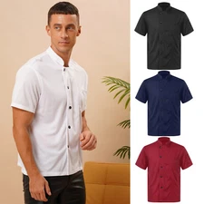 Unisex Mens Womens Chef Cooking Uniform Jacket Coat Restaurant Kitchen Workwear