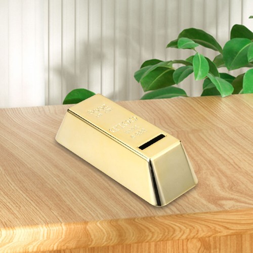 Gold Bullion Bar Piggy Bank Plastic Saving Money Box for Desktop Ornaments - Bild 11 von 15