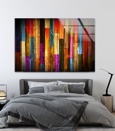 Colorful Wood Tempered Glass Wall Art - Picture 3 of 11