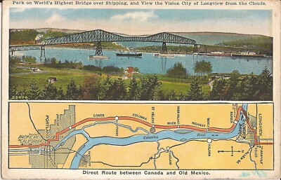 Longview, WA - Rainer, OR - Columbia  River - Lewis and Clark Bridge - MAP
