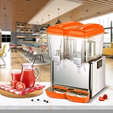 Hakka Commercial Cold Beverage Juice Dispenser 12L 2 Tanks Frozen Ice Drink