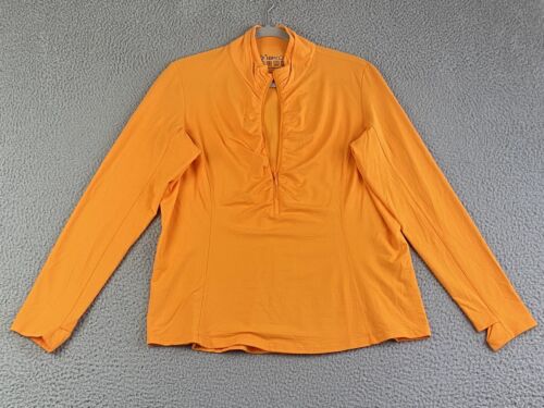 Women IBKUL Quarter Zip Active Shirt Size Large 1/2 1/4 Zip Cool Feel 50+ EXC - Picture 2 of 18