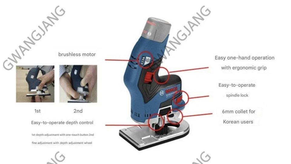 Bosch GKF 10.8V-8 12V Cordless Compact Edge Router Bare Tool Only Body DIY Work - Image 3 of 4