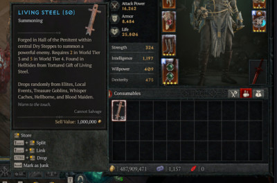 Diablo 4 Season 7 NEW SEASON 500x Living Steel Vessel of Hatred