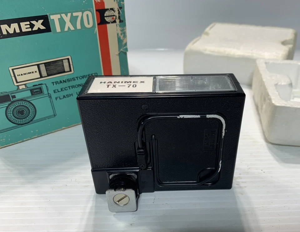 Unidad de flash de cámara electrónica Hanimex TX70 de colección con caja e instrucciones ordenadas Foto 3 de 4