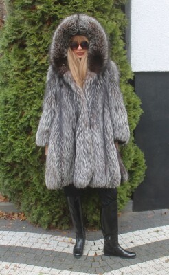 ジャケット・アウター PELLICULE front gather furcoat jacob-silver-fox-fur-parka-