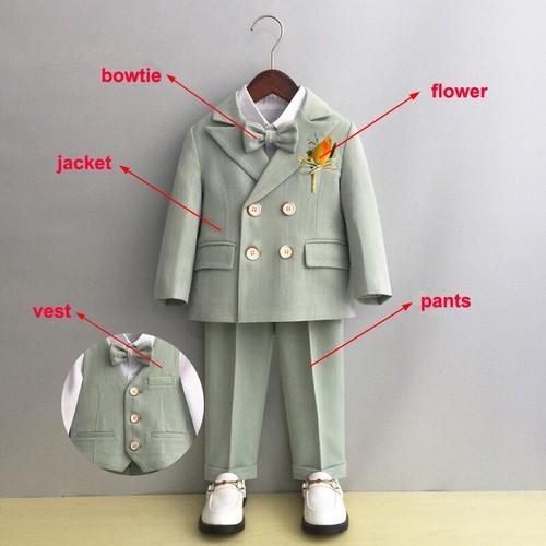 Formal Dress Suit Autumn Winter Performance Costume Jacket Pants Bowtie Clothes - Picture 15 of 30