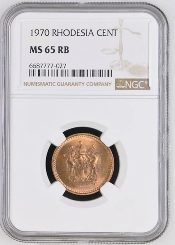 Rhodesia 1 Cent 1970 NGC MS 65 RB