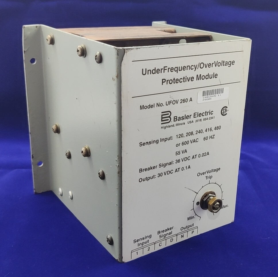 BASLER ELECTRIC UFOV 260A UNDERFREQUENCY OVERVOLTAGE PROTECTIVE MODULE