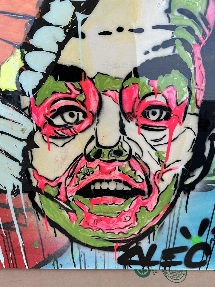 ALEC MONOPOLY 72x36 De Niro Nicholson Pintura Graffiti Outsider Arte Desviado Foto 4 de 4