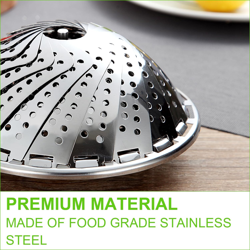 Vegetable Steamer Basket for Cooking, Stainless Steel Veggie Fish Food