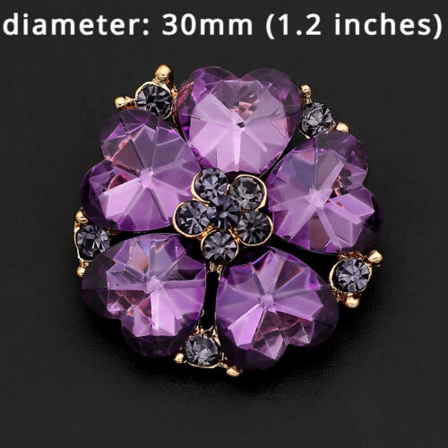 1X Crystal Big Button Glitter Flower Shape Sew on For Overcoat Costume Decor DIY - Picture 16 of 16