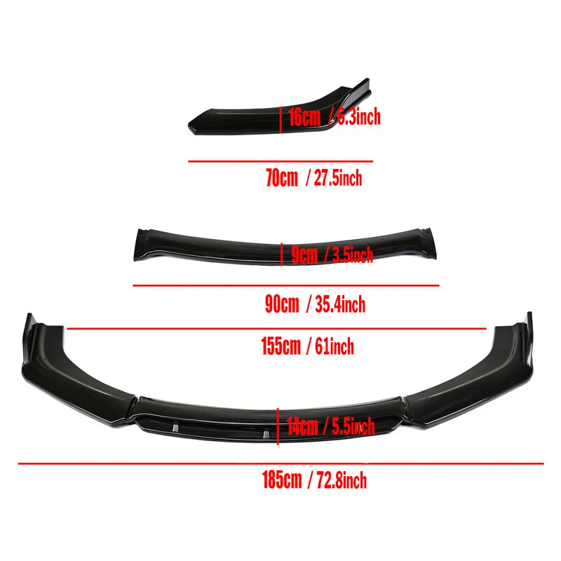 For Chrysler 200 2011-2015 Glossy Black Front Bumper Lip Spoiler Splitter Kit US - Изображение 4 из 4