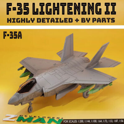 1/144 U.S. F35-A Lightning 2 Fighter Jet Unpainted Assembly Model 3D Printed