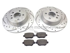 Rear 2 Drilled Grooved Brake Discs And Pads For Ford Focus Mk2 2.5 RS 500 08-11