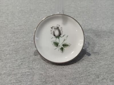 Vtg Stonegate Germany Bavarian Midnight Rose Butter Pat  Plates Platinum Trim