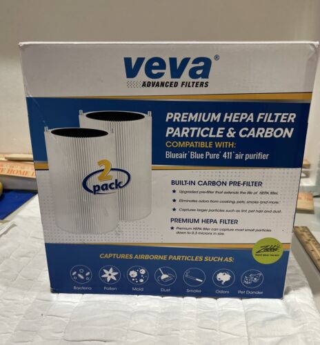 2PK Veva Blueair-Blue Pure-411 For HEPA Filter Air Purifier Particle/Carbon NEW - Picture 1 of 5