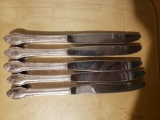 5 ANTIQUE,VINTAGE COLLECTIBLE KNIVES ,9.25" HOLLOW HANDLE, SILVER PLATE