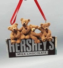 Hersheys Chocolate Bar 4 Teddy Bears Christmas Ornament Kurt Adler Vtg 1997 4x3