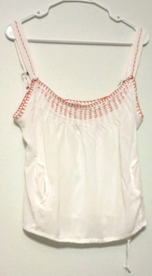 MUR MUR Women's Boho Sleeveless Off-white Top Size Large Neutral