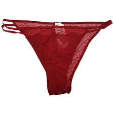 Gilly Hicks Hollister Double Strap Lace Cheeky Red X-Large 16 UK Knickers Pants