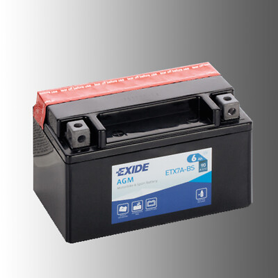 Exide ETX7A-BS/ YTX7A-BS Motorradbatterie 12V 6Ah AGM VRLA wartungsfrei