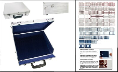 ALU-MÜNZKOFFER-PREMIUM-leer SAFE-208-0-&-Münztableaus-Blau-Rot-Dunkelrot
