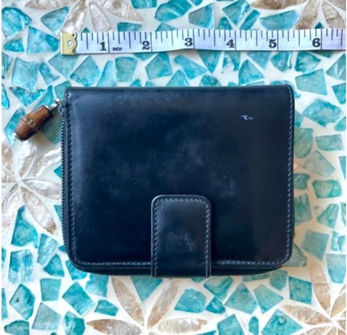 GUCCI Bamboo Nylon/Leather Zip Around Bifold Wallet/7AD0452 - 第 1/11 張圖片