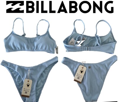 BNWT BILLABONG SUNRAYS SCOOP BRALETTE TOP & HIKE BOTTOMS (BLUE) MEDIUM/10 $129
