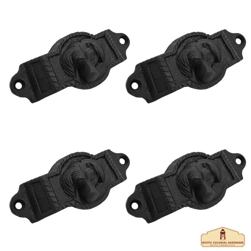 Cabinet Pulls Kitchen Drawer Handles Victorian Cast Iron Hardware Black Set of 4