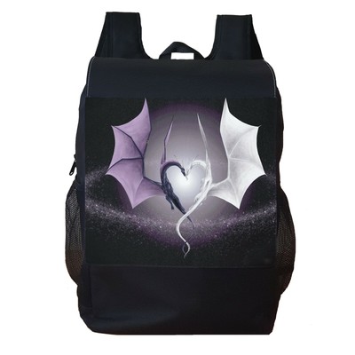 purple and white backpack
