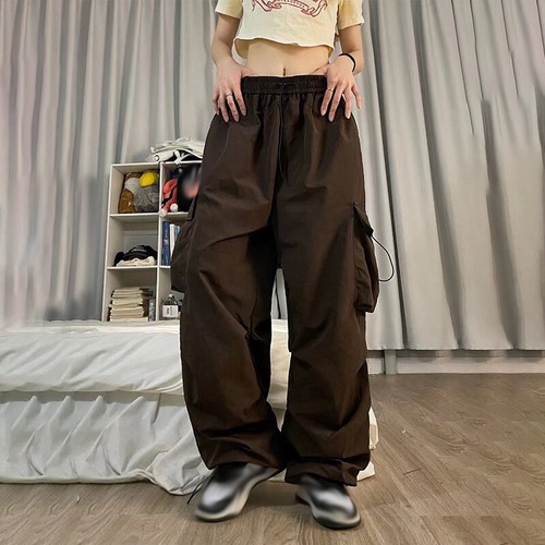 Pantalones cargo ropa de calle hip hop pierna ancha joggers holgados pantalones de secado rápido para mujer - Imagen 9 de 31