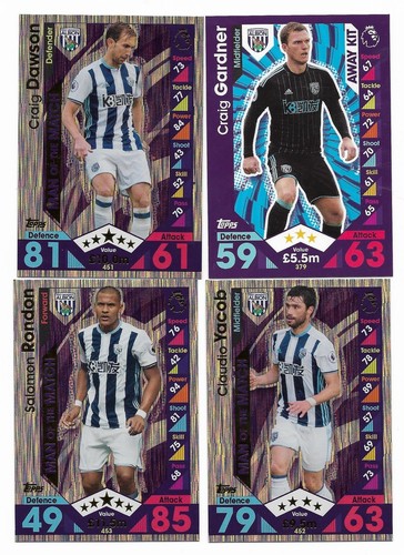 2016 / 2017 EPL Match Attax WEST BROMICH Team Set (22 Cards) - Picture 2 of 2