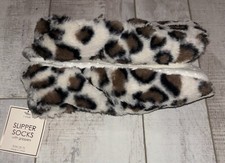 Target Non-Slip Slipper Socks w/Grippers size S/M 5-7 Leopard Print Slippers NEW