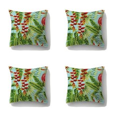 Set of 4 Tropical Plant Indoor/Outdoor Throw Pillow Covers 18x18 Florida