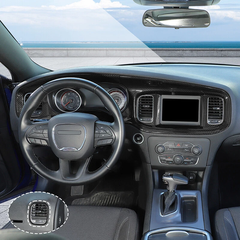20x Carbon Fiber Interior Steering Center Console Trim Kit for Dodge Charger 15+ - Image 4 of 4