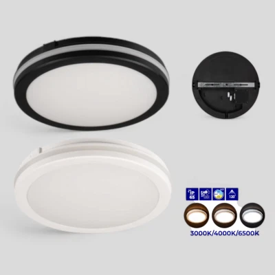 Kanlux IP65 LED Ceiling Bulkhead Panel Light Round Outdoor Indoor Ceiling Black