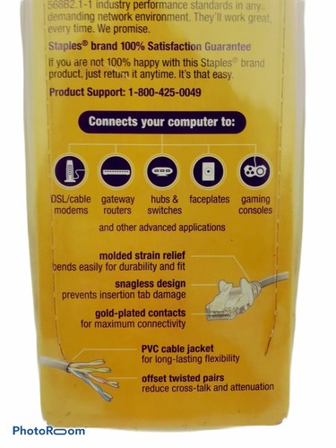 NIB Staples Cat6 Supreme 25ft Snagless Networking Cable RJ45 Male/Male Connector - 第 6/8 張圖片