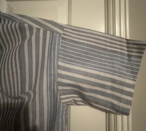 Camisa Talla Grande Manga Reed St John Azul Cambray Rayas Camisa Usada en Excelente Condición - Imagen 4 de 9