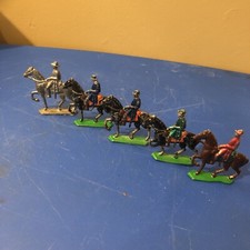 Lead Soldier On Horse Army Antique Partially Painted Infantry X5