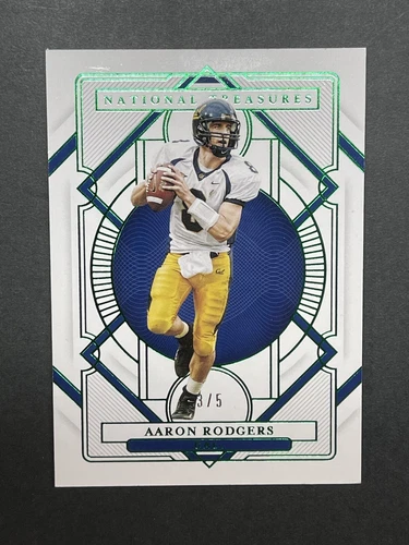 2021 National Treasures Collegiate Aaron Rodgers #9 Emerald Prizm Green #/5