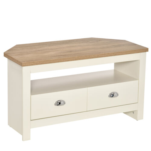 NEW HOMCOM Corner TV Stand Up To 50",Entertainment Center TV Console Table with